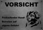Preview: Edelstahl Warnschild Leonberger VORSICHT Freilaufender Hund! Betreten auf eigene Gefahr!